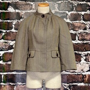 Jones New York Signature Jacket Coat SP Small Petite Suit Plaid Brown Lined